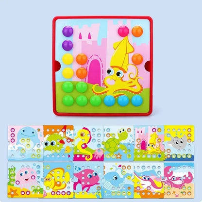3D Mushroom Nail Puzzle – Montessori Animal Jigsaw Puzzle Toy, Early Educational Beads Puzzle Toy for Kids