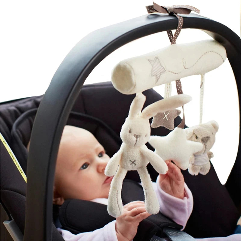 Soft Rabbit Hanging Rattle Plush toy for Strollers and Crib with Pendant Bell