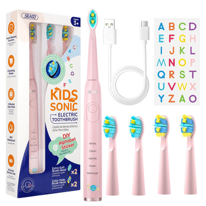 Rechargeable Kids Electric Toothbrush with Stickers and 3 Extra head