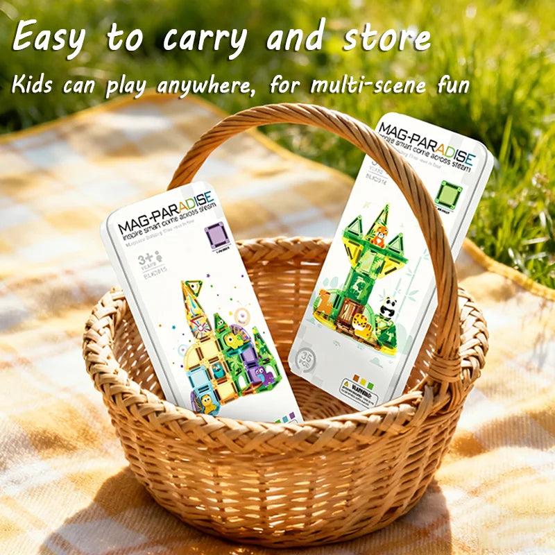 Mini Magnetic Building Blocks Tiles – Portable Travel Set