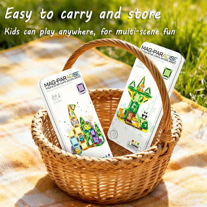 Mini Magnetic Building Blocks Tiles – Portable Travel Set