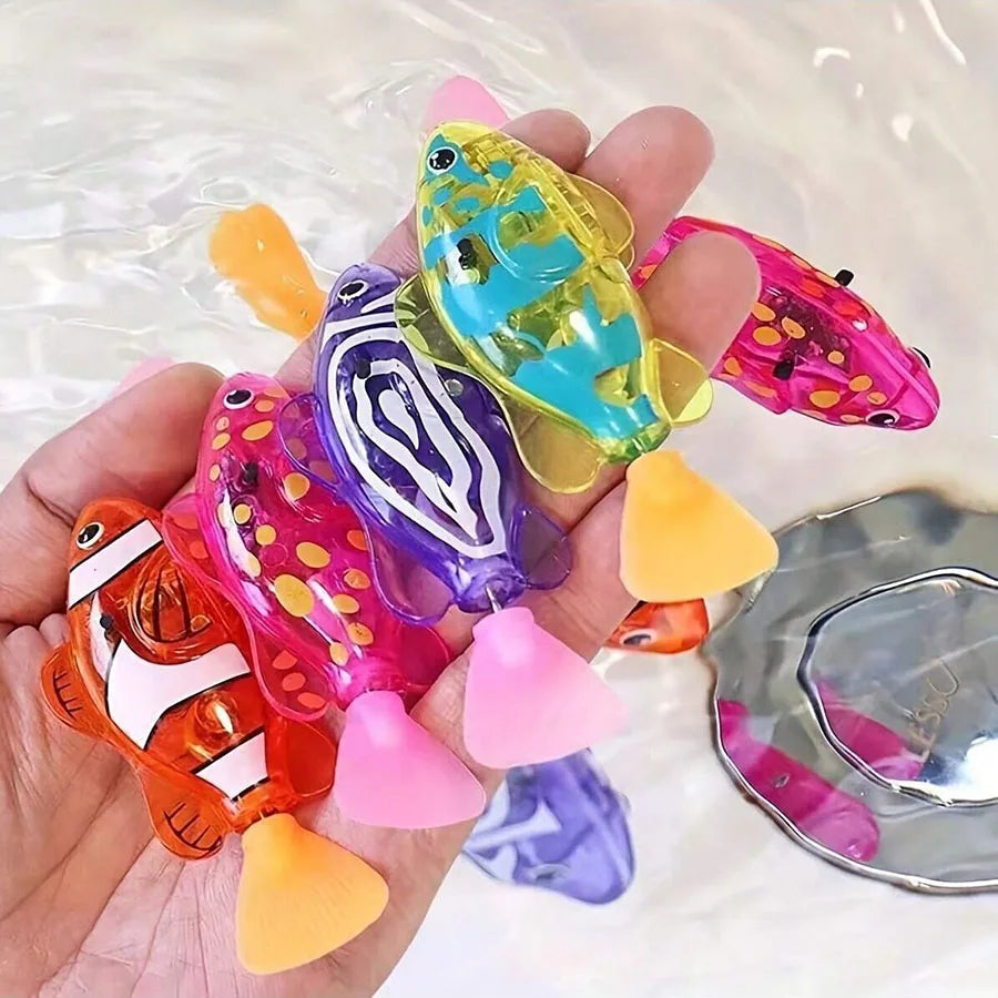 6 Pcs Electronic Swimming Fish Bath Toy With LED Light