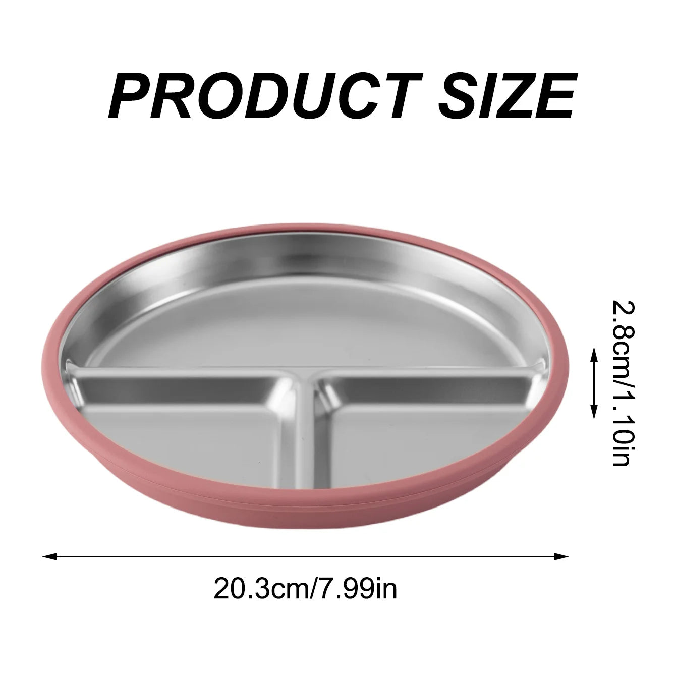 Stainless Steel Baby Feeding Plate with Detachable Suction