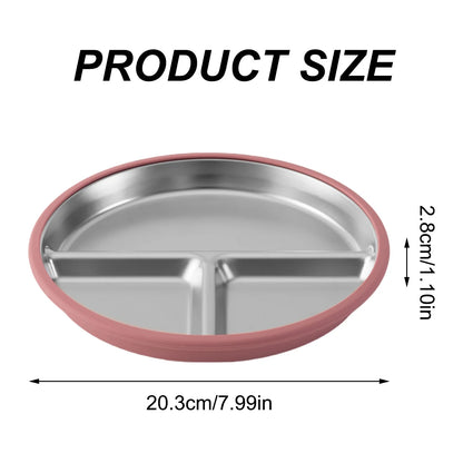 Stainless Steel Baby Feeding Plate with Detachable Suction