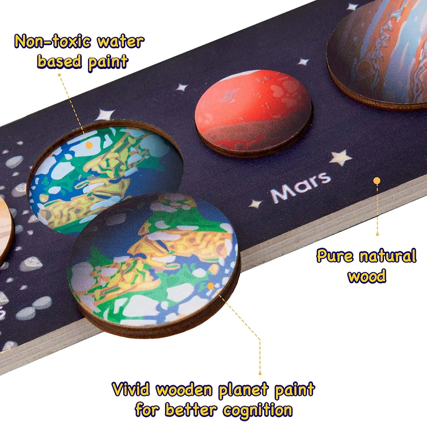 Children Wooden Space Planet Puzzles Montessori Toys, Planet, Solar System Puzzle