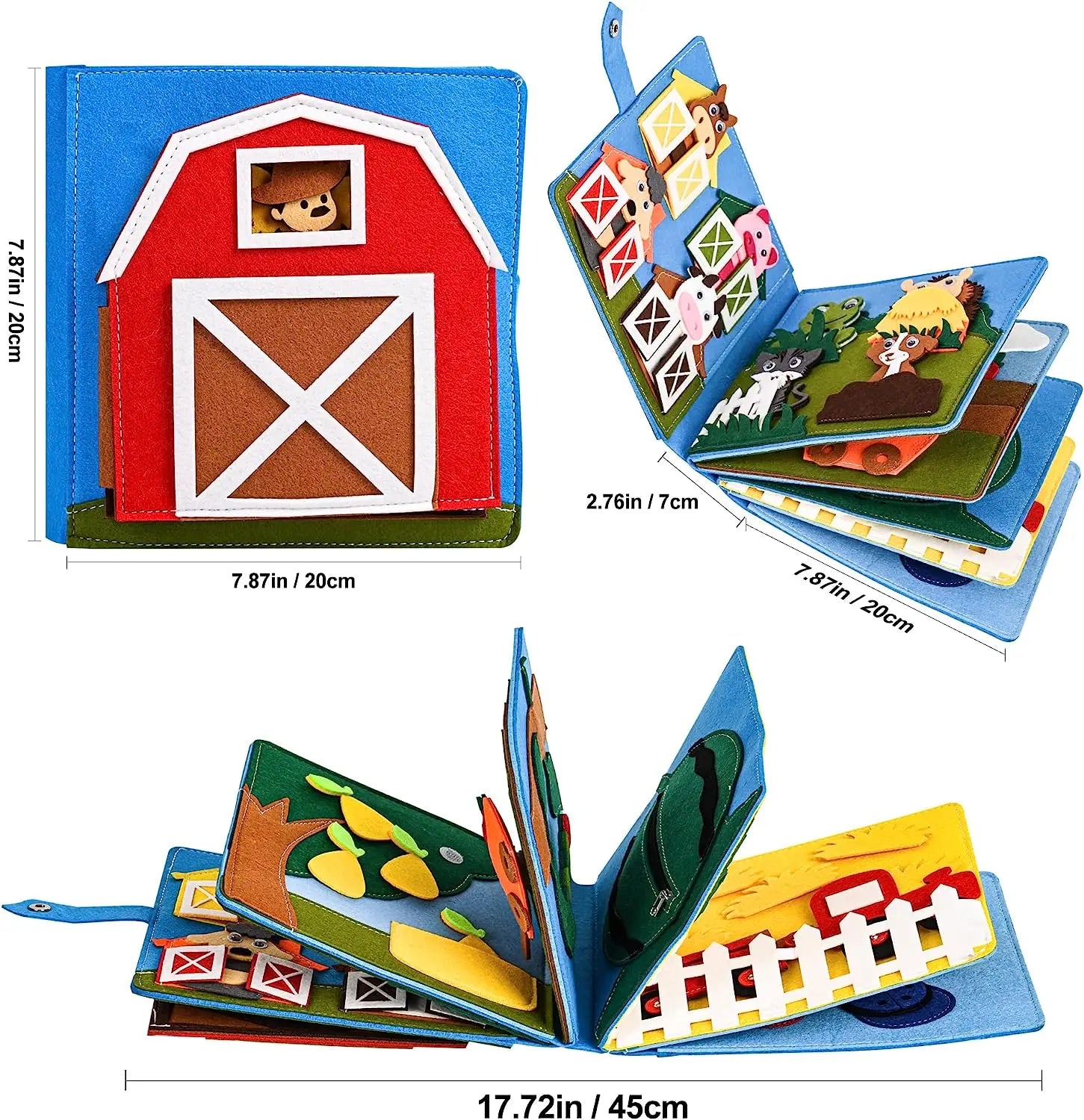 Toddlers Montessori Busy Board Farm Animal Quiet Felt Activity Toy Book - LittleOzKid