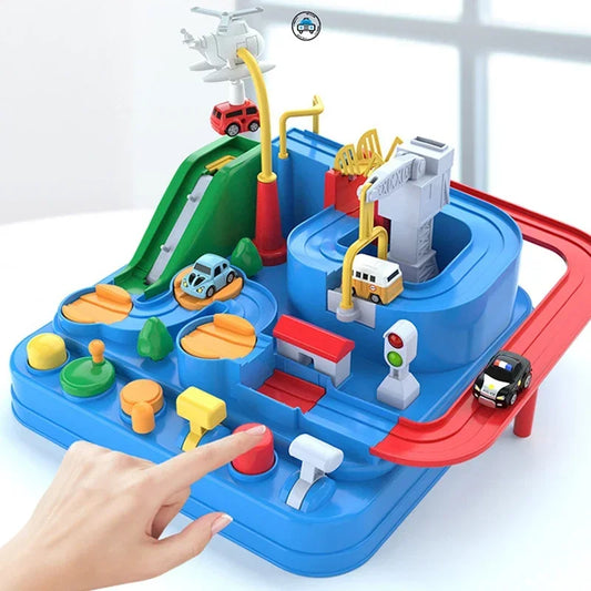 Interactive Racing Car Track Rail & Parking Adventure – Educational Toy for Kids