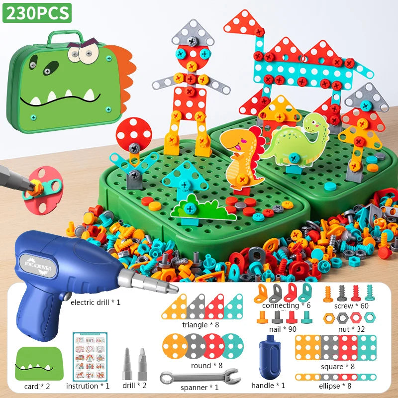 Simulated DIY Children Tool Toys Set Electric Drill Screw Nuts 3D Puzzle Toy Pretend Play Tool Kits