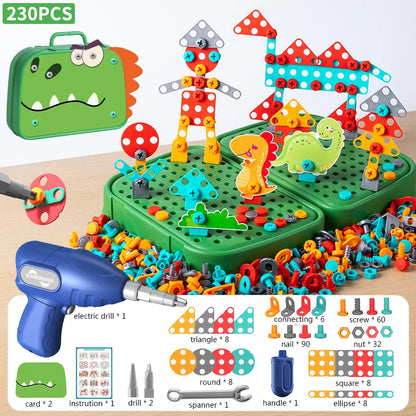 Simulated DIY Children Tool Toys Set Electric Drill Screw Nuts 3D Puzzle Toy Pretend Play Tool Kits