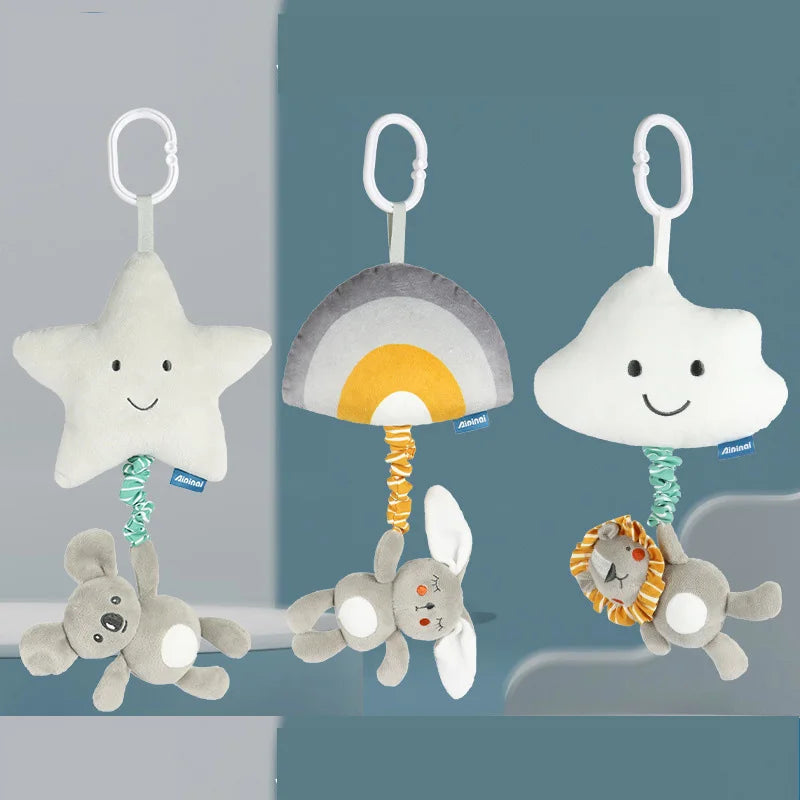 Baby Stretch Activity Spiral Plush Mobile - Sensory Hanging Toy for Car Seat, Crib, Pram, and Stroller