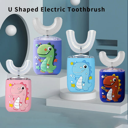 Silicone 2-6/7-15 Years old 360° Sonic Electric Toothbrush U Shape Rechargeable, Tooth Brush with Smart Timer