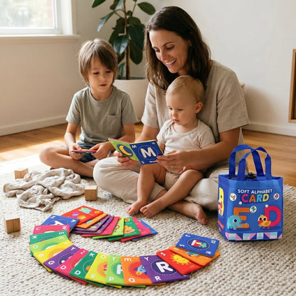 Baby Soft Alphabet Cards Toys, 26Pcs ABC Alphabet Flash Cards Early Learning Toy