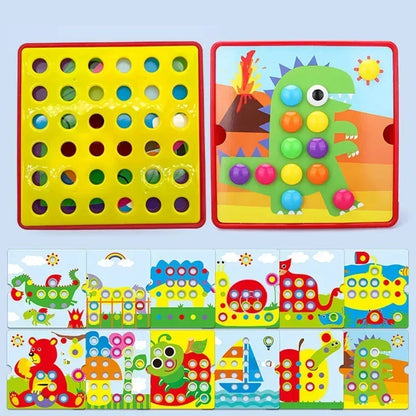 3D Mushroom Nail Puzzle – Montessori Animal Jigsaw Puzzle Toy, Early Educational Beads Puzzle Toy for Kids