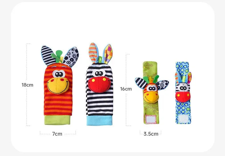 0-12 Months Baby Wrist Rattles and Foot Finder Socks Set