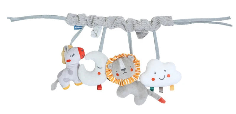 Baby Stretch Activity Spiral Plush Mobile - Sensory Hanging Toy for Car Seat, Crib, Pram, and Stroller