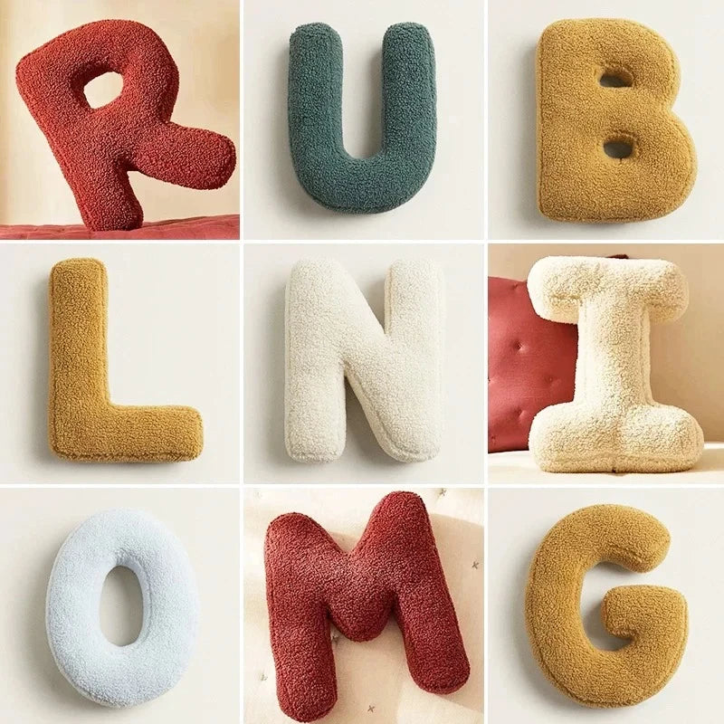 Letters Plush Throw Pillow – Soft Stuffed Kids Toy, Doll, Sofa Cushion, and Room Decor