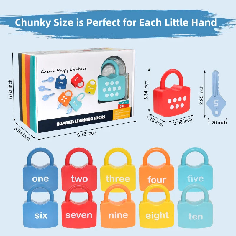 Kids Alphabet & Number Lock Key Matching Set – Montessori Educational STEM Toy for Word Cognition & Homeschool Learning