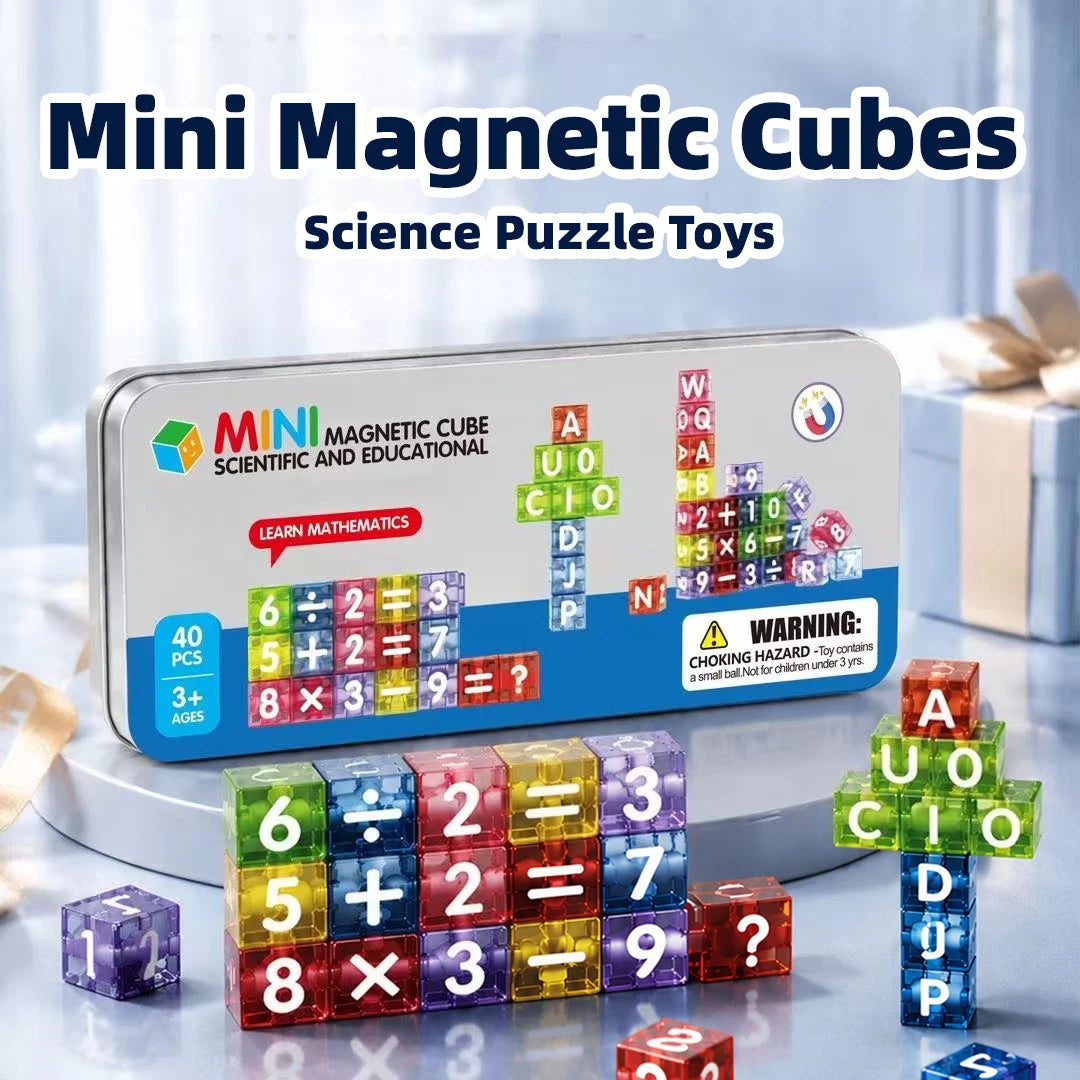 Travel-Friendly Magnetic Alphabet & Number Cube Set, 40 Pieces