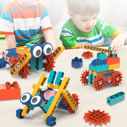 Electric STEM Gear Building Blocks for Kids – Large Particle Engineering Bricks, Montessori Educational Construction Toy