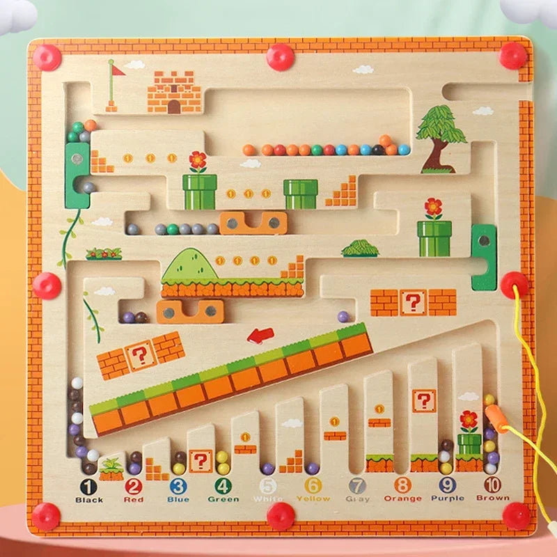 Wooden Magnetic Color and Number Maze, Color Matching Montessori Toys - LittleOzKid