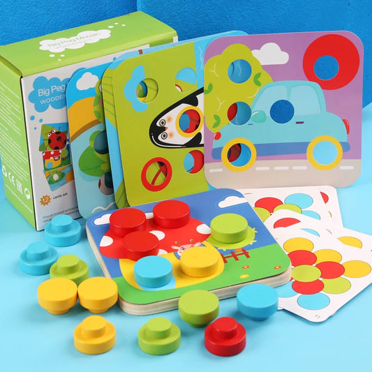 Montessori Mushroom Nail Puzzle & Color Recognition Learning Toy