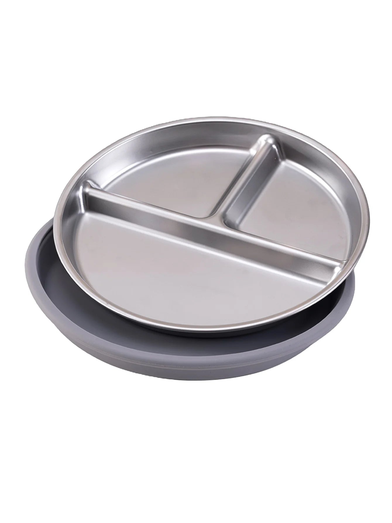 Stainless Steel Baby Feeding Plate with Detachable Suction