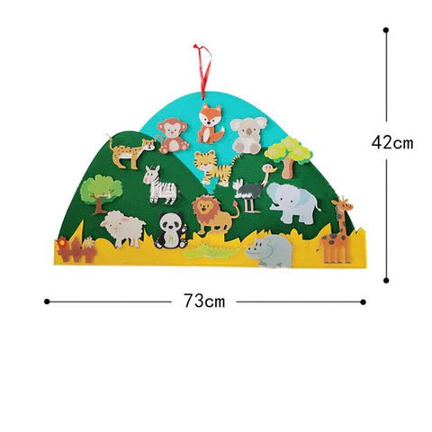 DYI Montessori Baby Busy Felt Board Animals with Hooks Stories Set - LittleOzKid