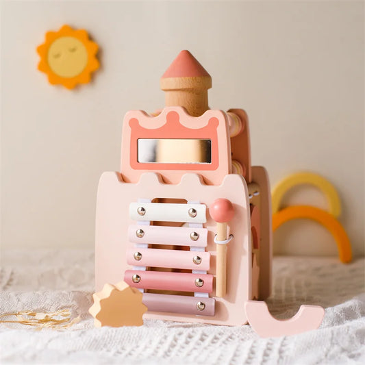 Montessori Wooden Activity Castle Cube & Musical Busy Box Toy