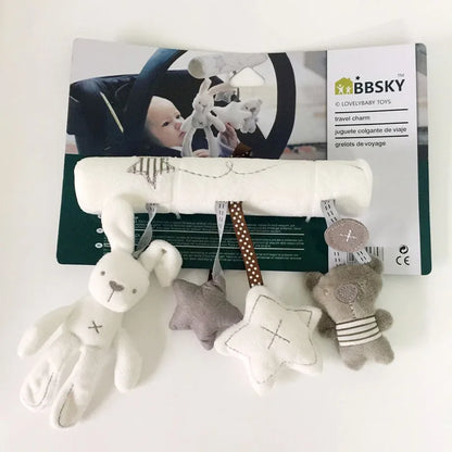 Soft Rabbit Hanging Rattle Plush toy for Strollers and Crib with Pendant Bell