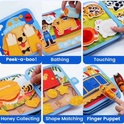 3D Montessori Farm Busy Board - Quiet Felt Book for Toddler Travel