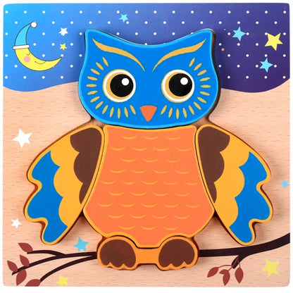 Premium 3D Cartoon Animal Beech Wood Jigsaw Puzzles (6Pack)