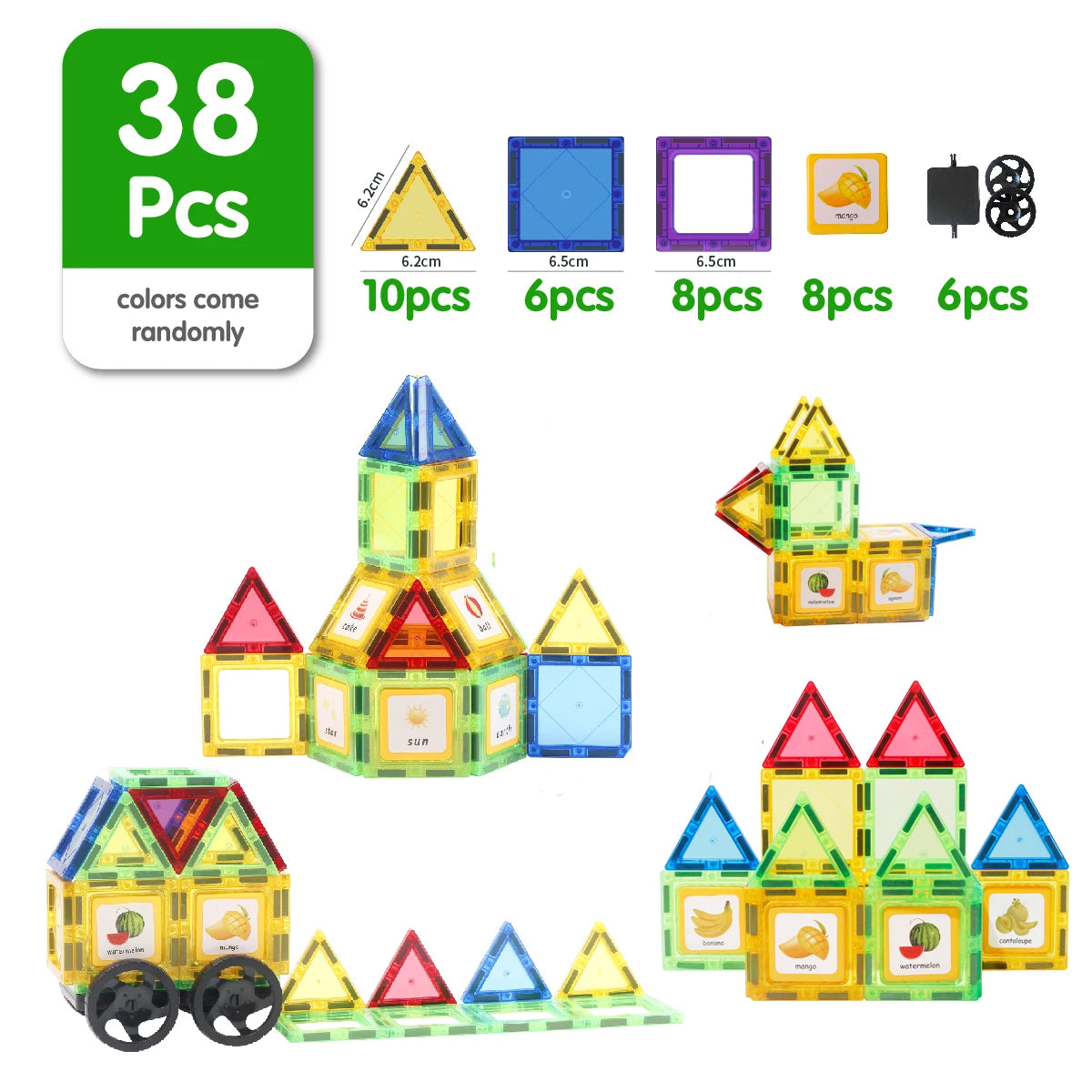 Magnetic Building Blocks Construction Set, Magnet Tiles for Kids