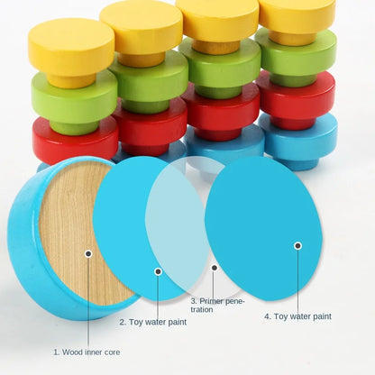 Montessori Mushroom Nail Puzzle & Color Recognition Learning Toy