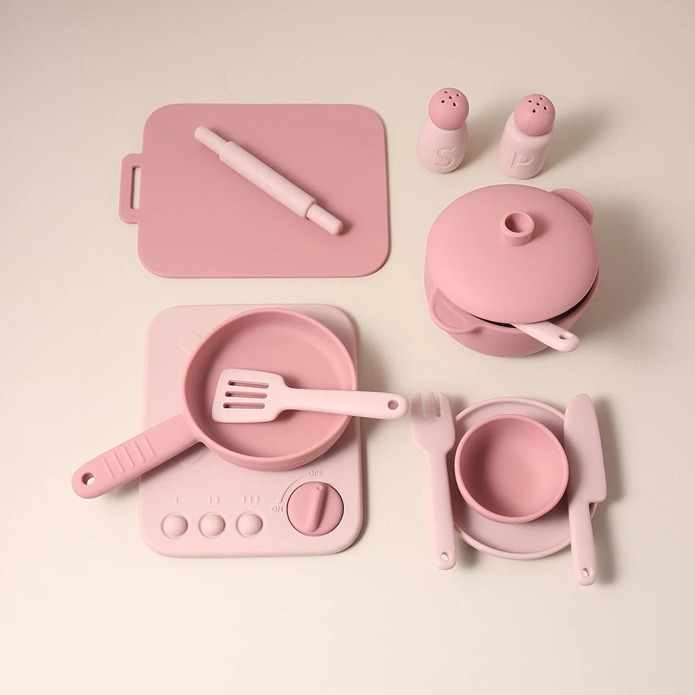 13pcs Silicone Cooking Utensils Kitchen Pretend Play Toy Set