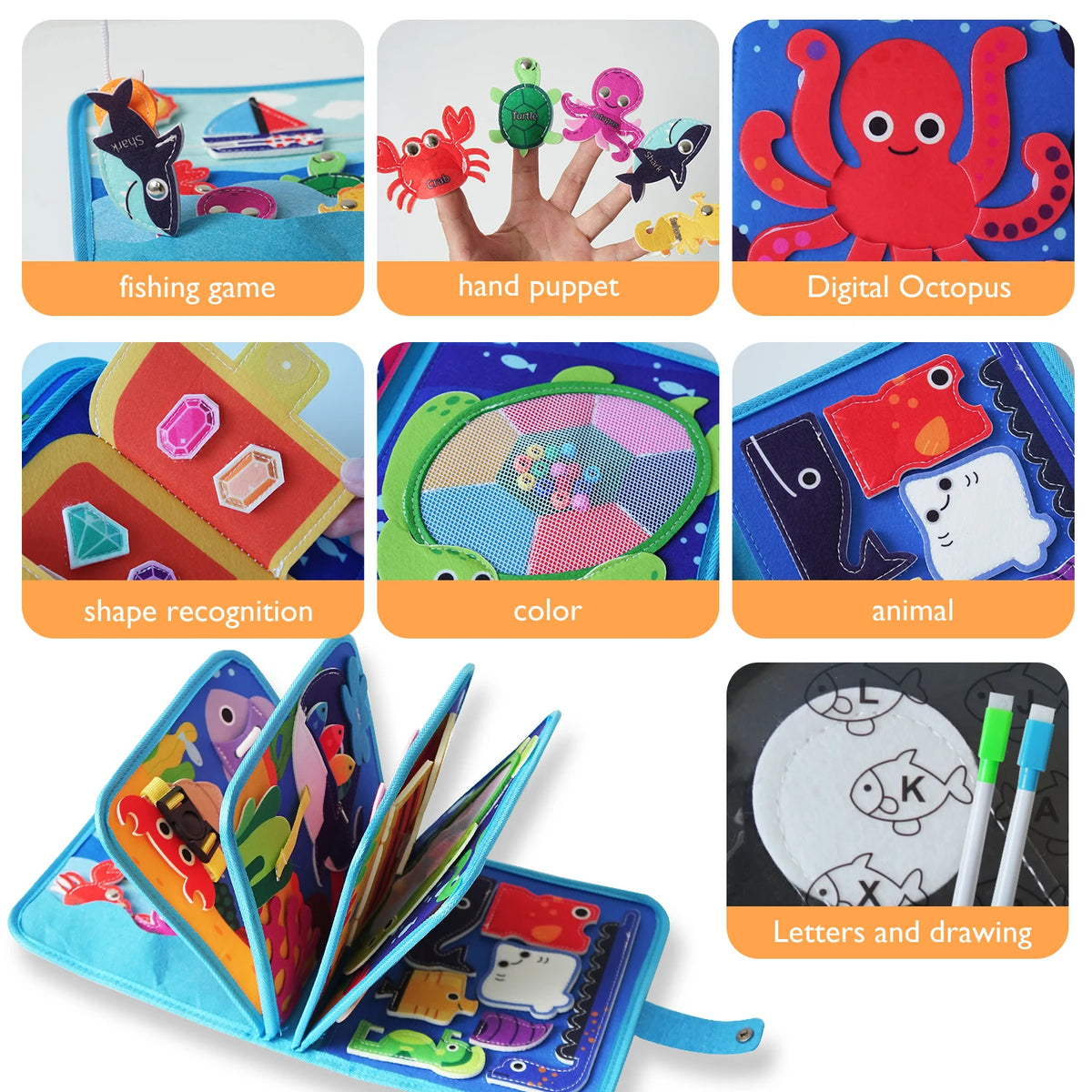 20 in 1 Montessori Ocean Busy Felt Quiet Book