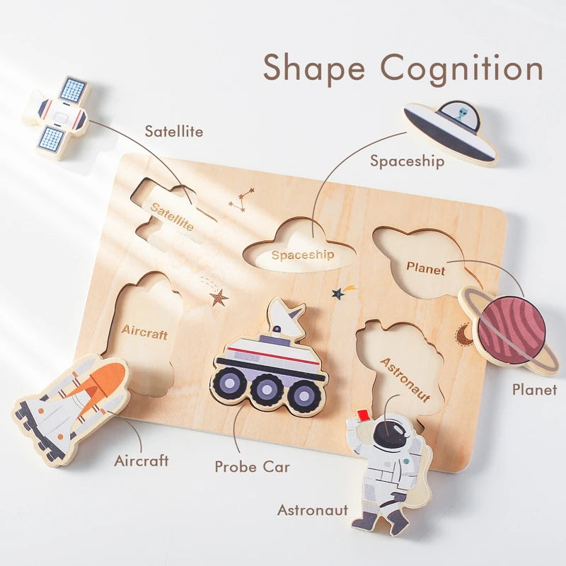 Montessori Wooden Jigsaw Puzzle Building Blocks