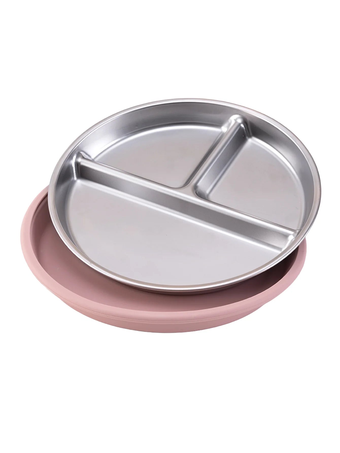 Stainless Steel Baby Feeding Plate with Detachable Suction