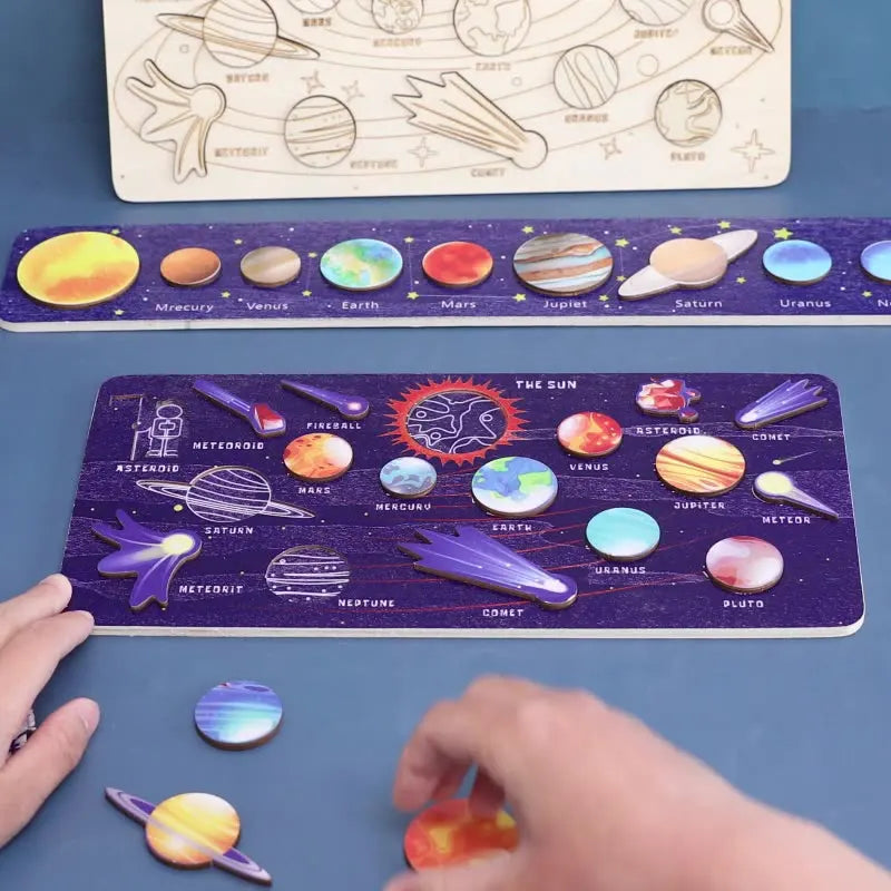 Children Wooden Space Planet Puzzles Montessori Toys, Planet, Solar System Puzzle