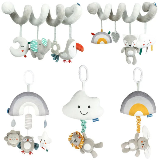 Baby Stretch Activity Spiral Plush Mobile - Sensory Hanging Toy for Car Seat, Crib, Pram, and Stroller