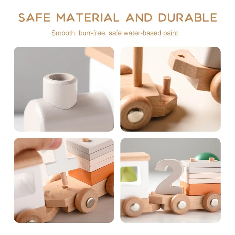 Montessori Wooden Train Birthday Toy Kids - LittleOzKid