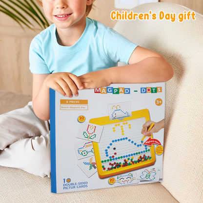 Montessori Magnetic Drawing Board – Beads, Pen & Pattern Cards Educational Toy