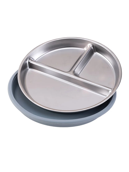 Stainless Steel Baby Feeding Plate with Detachable Suction