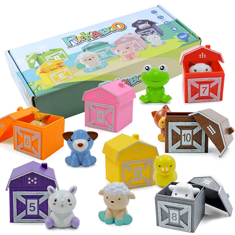 Farm Animal Montessori Learning Set – Counting, Matching & Color Sorting with Finger Puppets