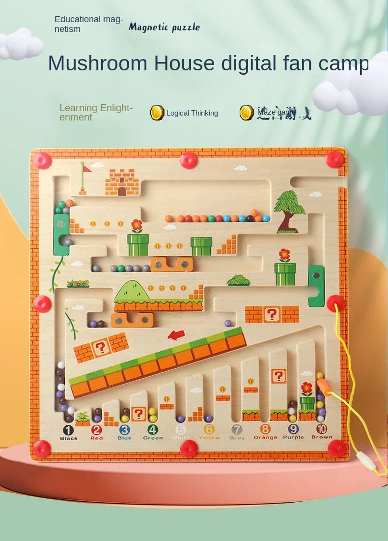 Wooden Magnetic Color and Number Maze, Color Matching Montessori Toys - LittleOzKid