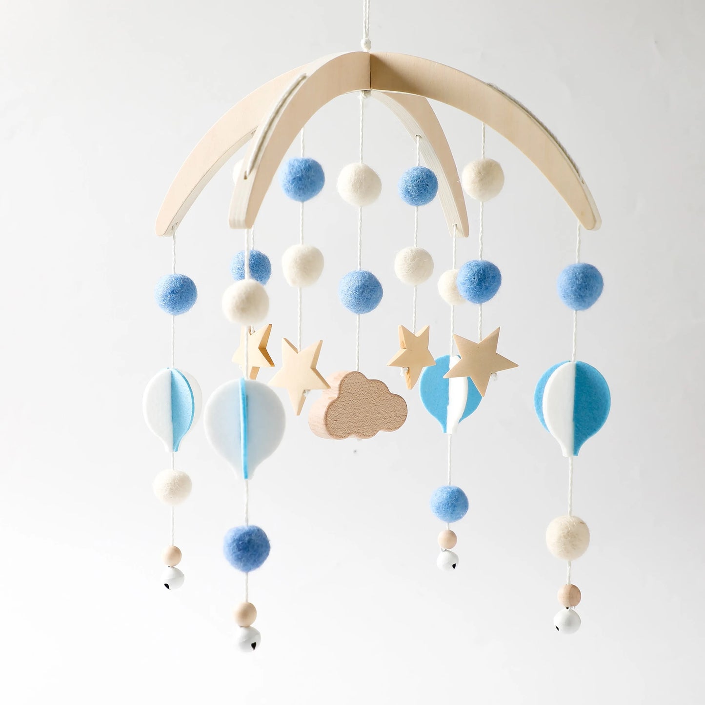 Baby Rattle Nursery Wooden Crib,Cot Hanging Toy Mobile with Music Box and Bed Bell