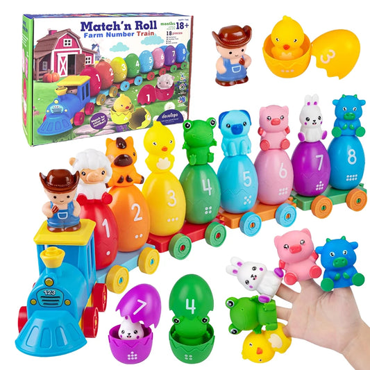 Montessori Farm Animal Train Set – Educational Counting, Sorting & Fine Motor Toy