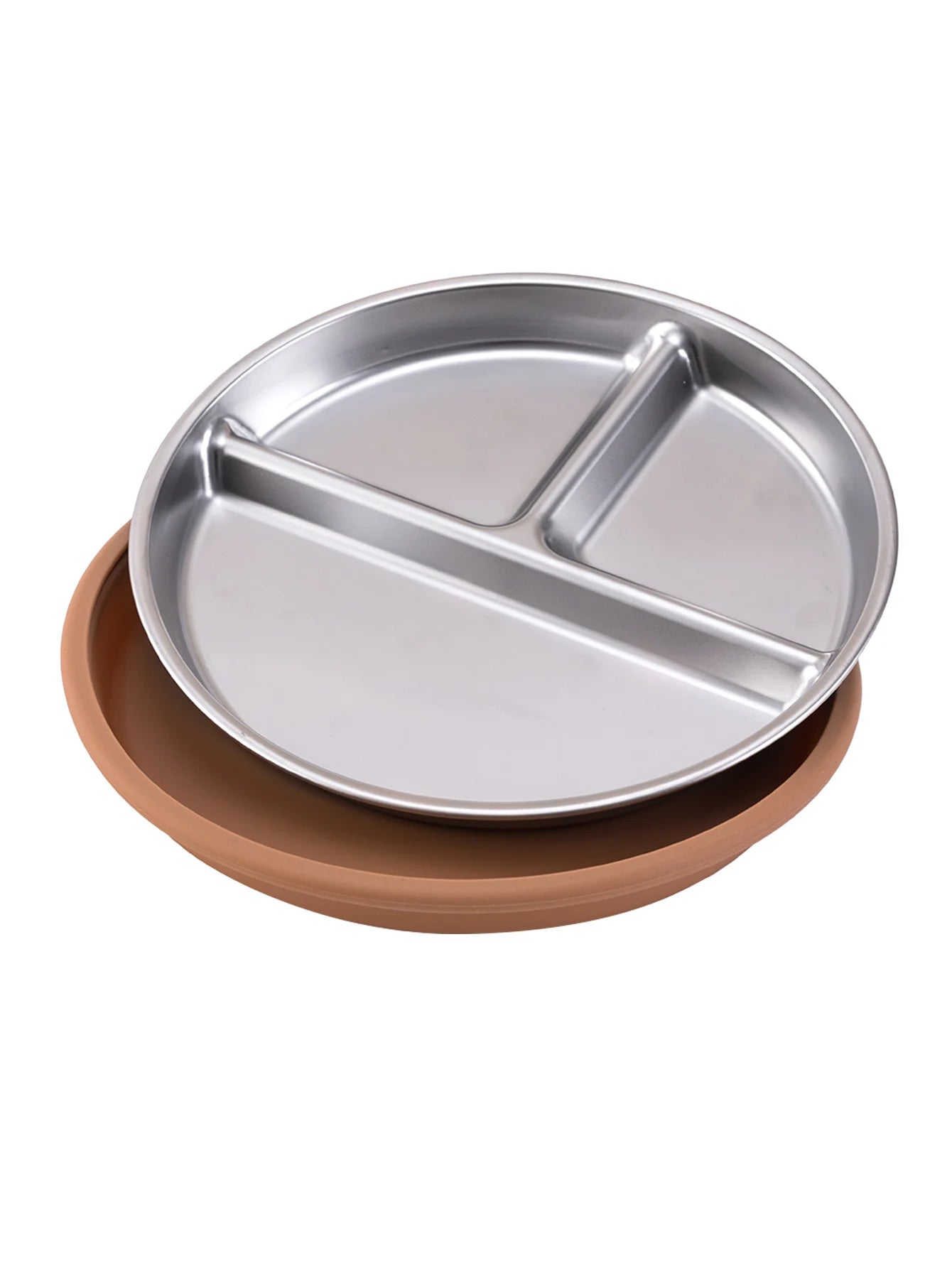Stainless Steel Baby Feeding Plate with Detachable Suction