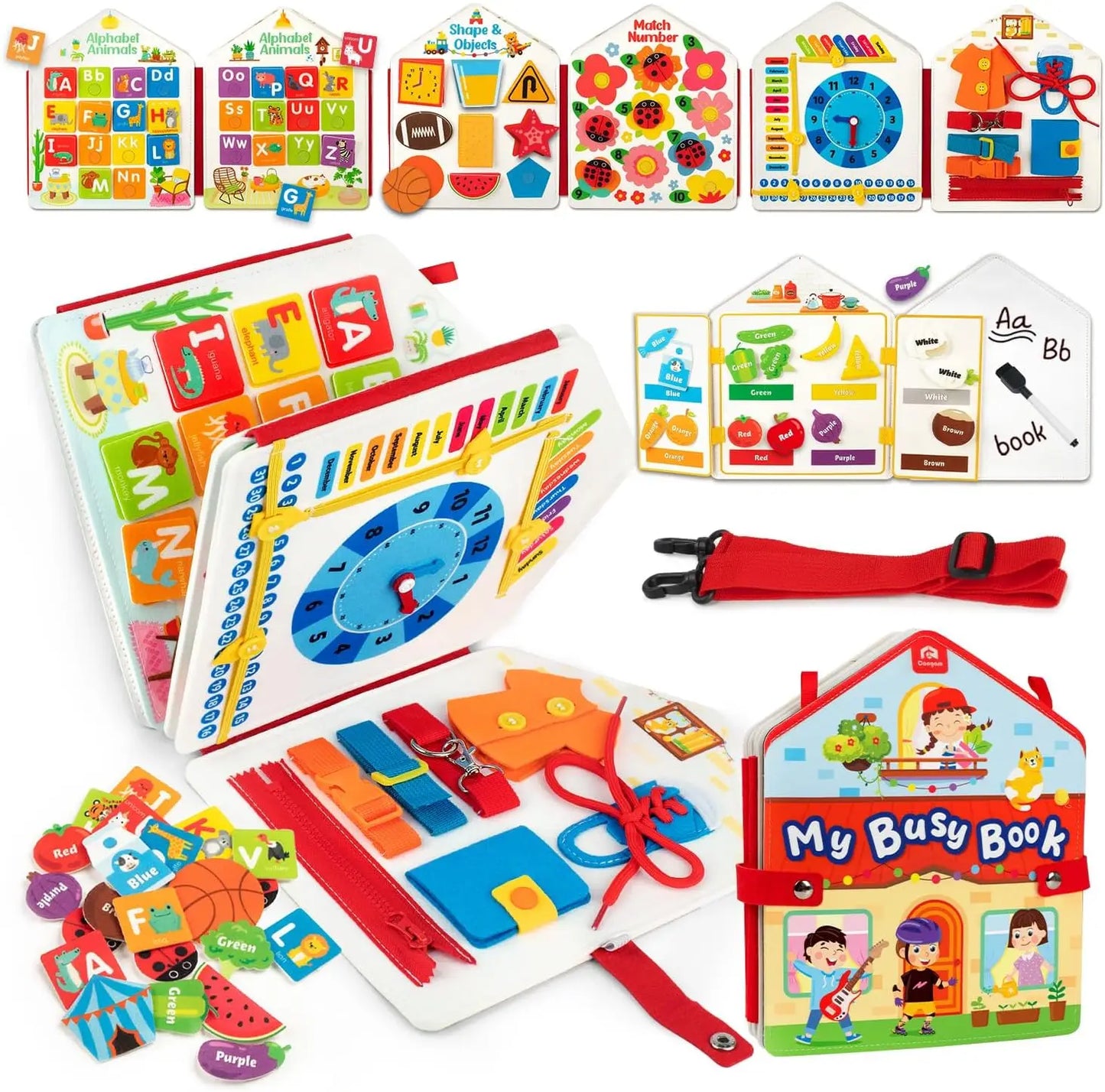 Montessori Busy Board Quiet Felt Activity Toy Book for Toddlers and Kids