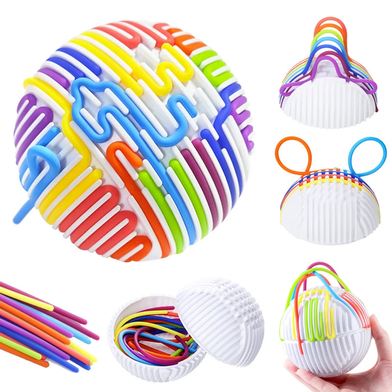Sensory Activity Ball, Relaxing Stress Colored Silicone Rod Travel Toy for Kids