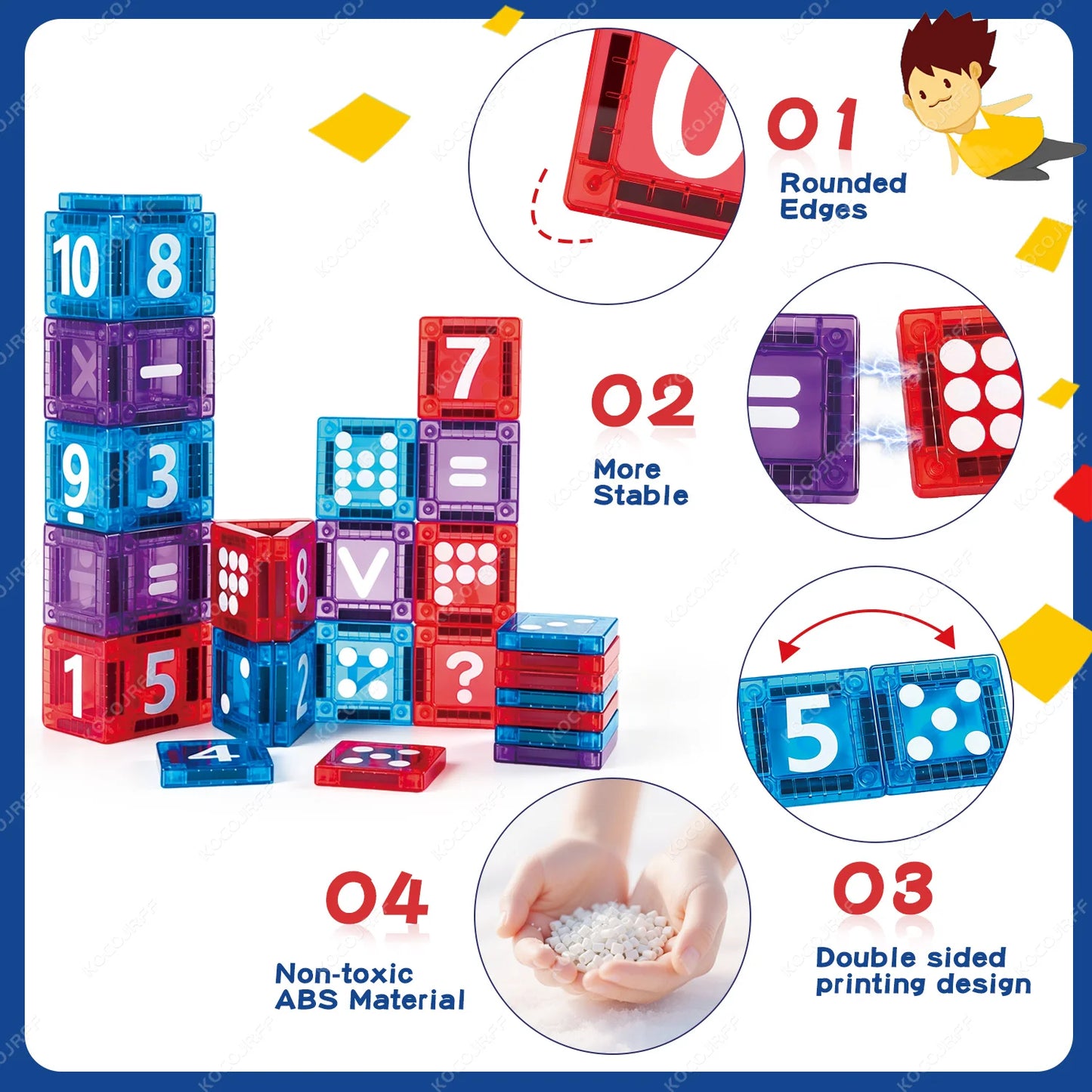 Mini Magnetic Building Tiles – Educational Math & Counting Toy Set